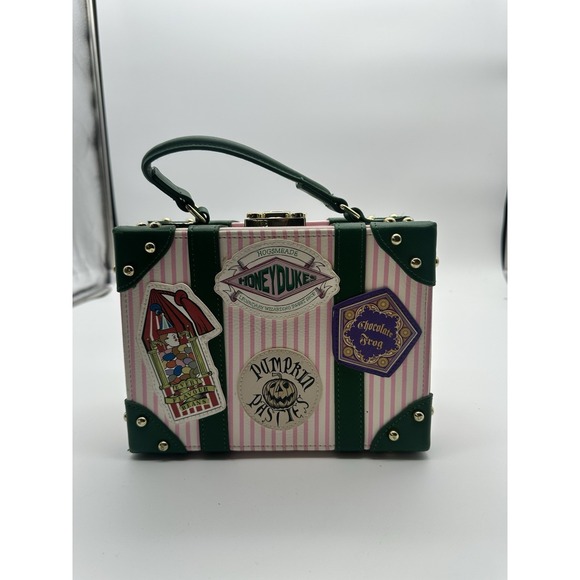Harry Potter Handbags - Harry Potter Honeydukes Trunk Crossbody Purse Pink Green Striped Faux Leather